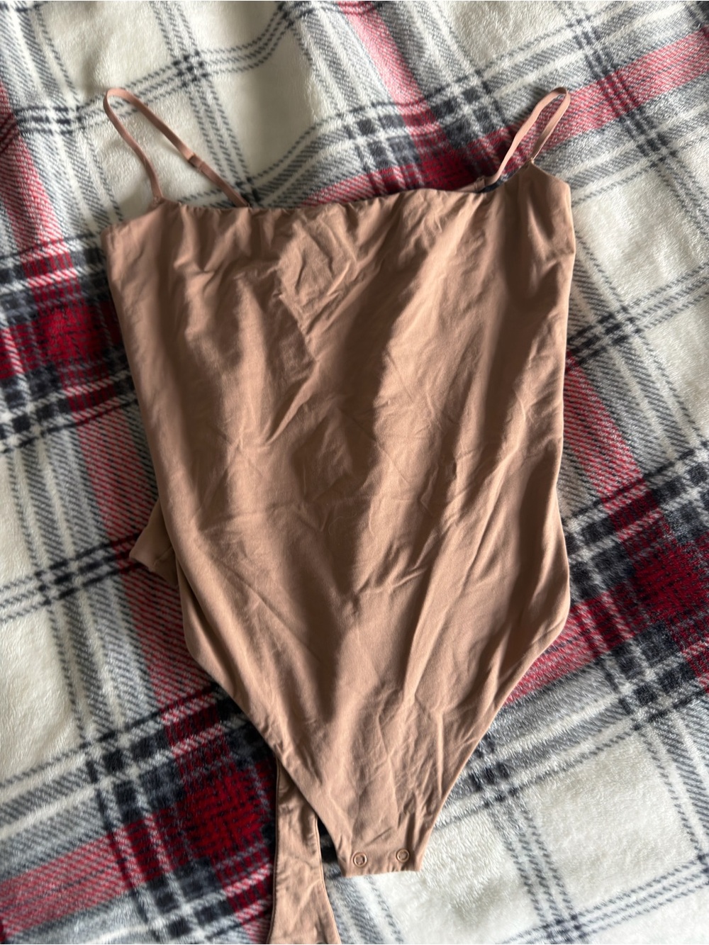 SKIMS Nude One-Piece Bodysuit with Spaghetti Straps